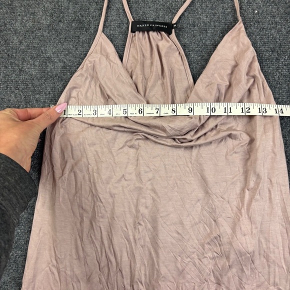NAKED PRINCESS Women’s Cowl Chemise Rose gold Nightgown size: Medium NWT - Picture 7 of 10